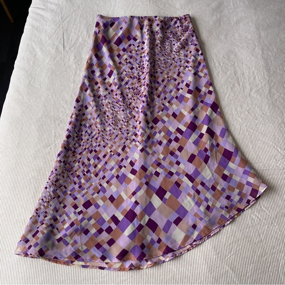Vintage Express Purple Geometric Print Midi Slip Skirt - Picture 4 of 6